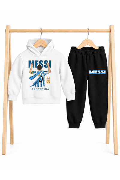 STİL-X Lionel Messi Printed 3 Threaded Yarn Hooded Children's Tracksuit Set
