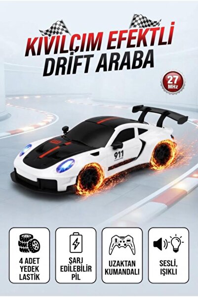 Tıfıl Toys Uzaktan Kumandalı Kıvılcım Efekt Porsche Drift Yarış Arabası 4 Ade...