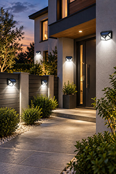 Dessa Set 6 Lămpi Solare de Exterior 100 LED, Senzor de Mișcare și Lumină, 3 Moduri, IP65, Baterie 1800 mAh, Montare pe Perete