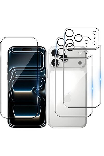 aheaks 3'Lü Set iPhone 18 Pro / 17 Pro Uyumlu Temperli Cam Ekran Koruyucu Nan...