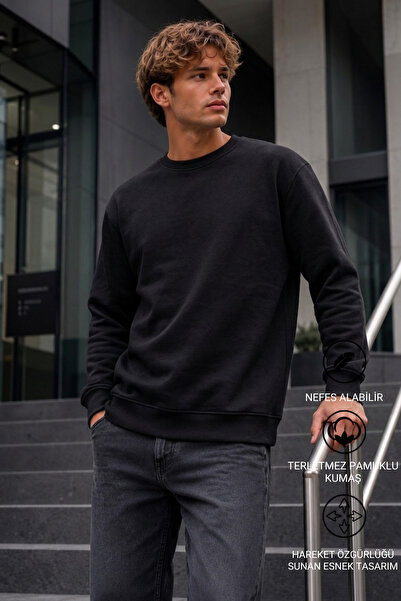 DAMGA JEANS سترة شتوية سوداء طويلة الأكمام للرجال