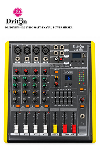 DRİTON DM-402 4 Kanal 2x400W Power Mikser DSP Efektli Profesyonel Amfili Ses ...