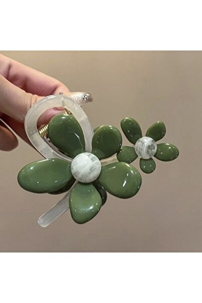 So Much Accesories Large Hair Clip with Flower Detail - Green