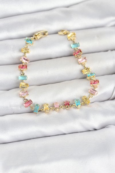 Lovesta Home Crystal Stone Baguette Cut Mixed Color Gold Color Gema Women's B...