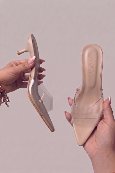 TrendyAnka Kadın Şeffaf Nude Ten Mat Kitten 4 Cm Alçak Topuklu Sivri Burunlu ...