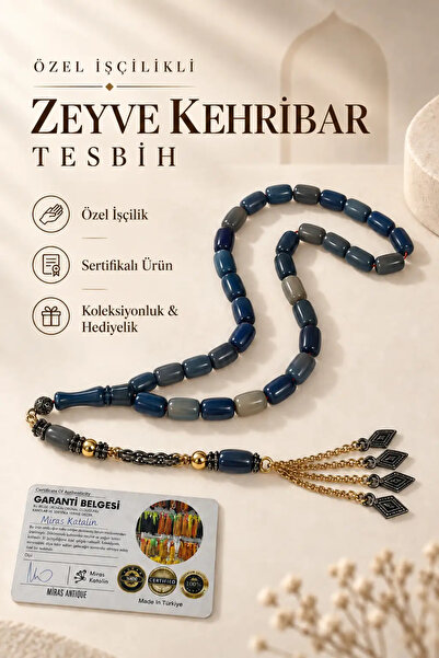 İlkbenaldim Mătănii din chihlimbar Zeyve, lucrate manual, cu ciucure metalic ...