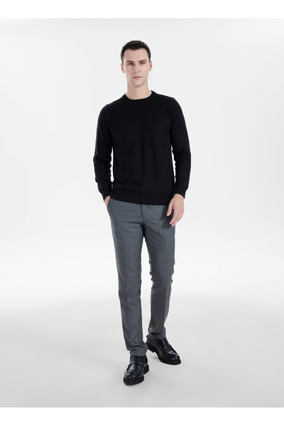 ALTINYILDIZ CLASSICS Gri Erkek Slim Fit Armürlü Pantolon ACE001271456