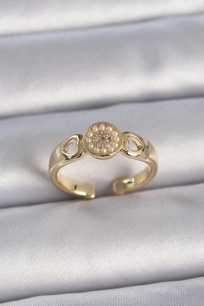 Lovesta Home Brass Gold Color Zircon Stone Pearl Heart Engraving Detail Adjus...