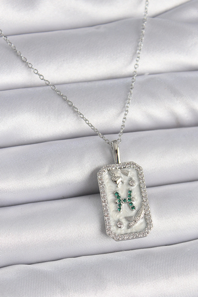 Lovesta Home 316L Steel Silver Color Chain Pisces Zodiac Sign Zircon Stone Wo...