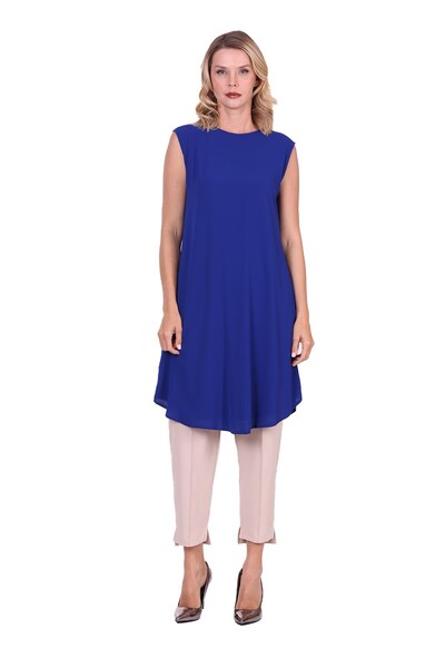 Invee Combed Cotton Sleeveless Tunic Sax