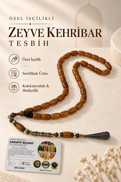 İlkbenaldim Specially Crafted Zeyve Amber Prayer Beads – Certified with Metal...