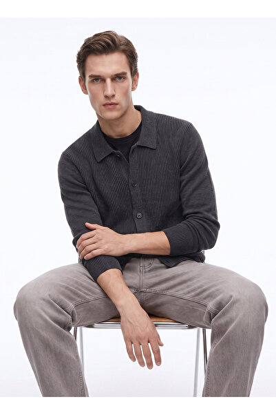 Fabrika Antrasit Erkek Slim Fit Fitilli Hırka F6WM-HRK 2011