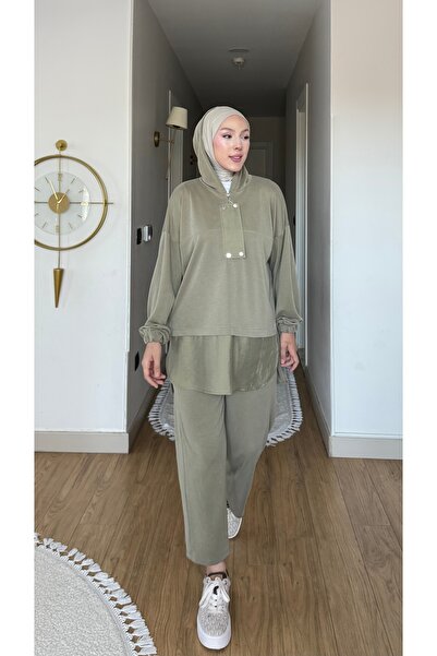 salisburys طقم مولي نيلي النسائي المريح ذو القلنسوة مع قطعة أمامية منفصلة