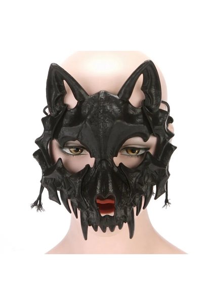 Genel Markalar Halloween 3D Kurt Kafatası Maskesi ● Cadılar Bayramı İskelet K...