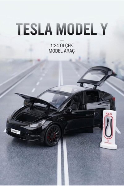 Tıfıl Toys Tesla Model Y Model Şarj İstasyonlu Araç 1:24 Ölçek 6 Kapı Açılır ...