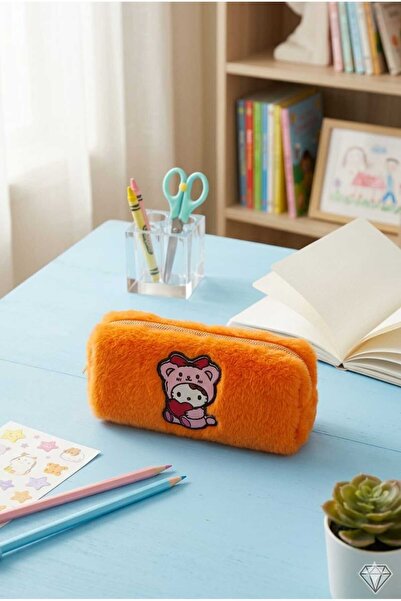 SEYFİKİRTASİYE Plush Pencil Case Pen Holder Pen Bag 6X10X19 cm Medium Size Or...