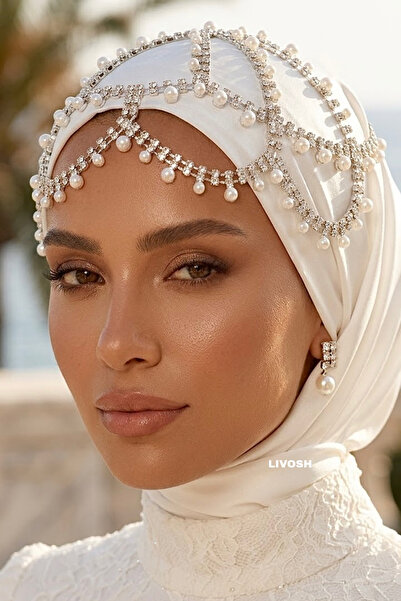 LIVOSH Pearl Modern Head Accessory Veil Bridal Crown Wedding Crown Engagement...