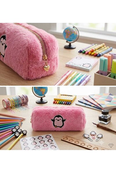 SEYFİKİRTASİYE Plush Pencil Case Pencil Holder Pencil Bag 6X10X19 cm Medium S...