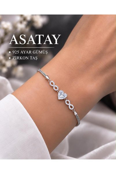 ASATAY 925 Ayar Zirkon Taşlı Kristal Kalp Modüllü Sonsuz Detaylı Sertifikalı Özel Kadife Hediye Kutusu El Yazılı Not Ayrıcalığı