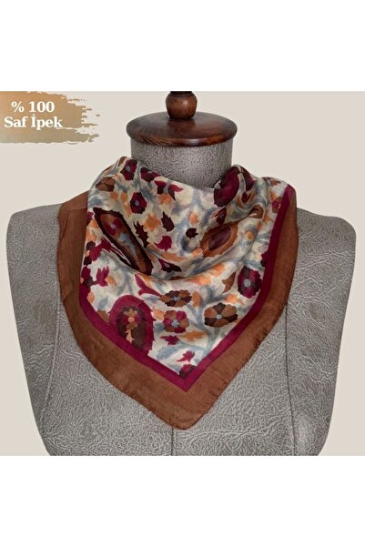 Pure Silk Atelier %100 Saf İpek Damla Desen Mini Fular - Bandana (50x50 cm)