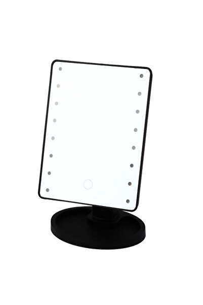 LEAN Καθρέφτης καλλυντικών LED, με βάση και οργανωτή, 16 δίοδοι, μαύρο, 22x16εκ.