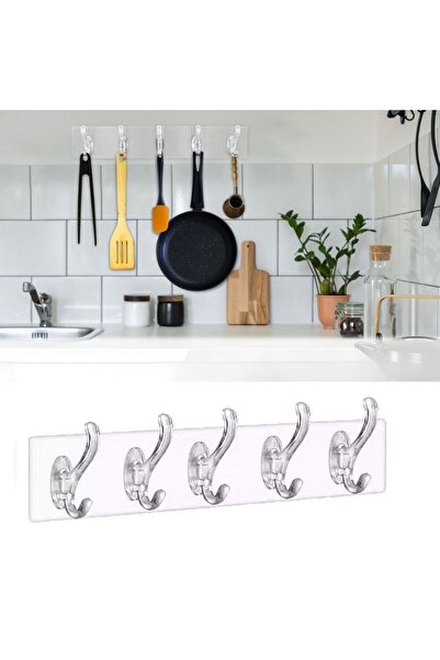plentiful ® 5-Piece Strong Adhesive Transparent Wall Hanger Bathroom Kitchen ...