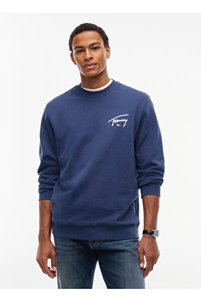 Tommy Jeans Lacivert Erkek Sweatshirt DM0DM23589DB7 TJM REG ENTRY SIGNAT