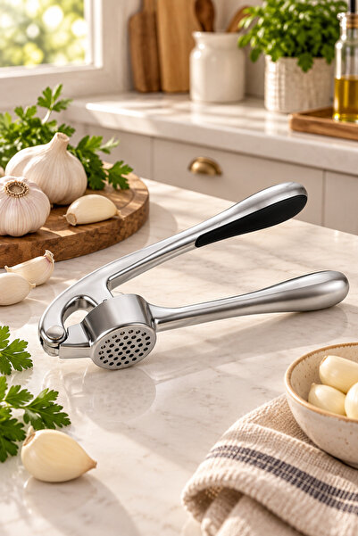 welcomein Metal Garlic Crusher – Durable Garlic Press with Ergonomic Handle –...