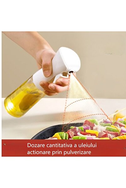 OEM Pulverizator de ulei pentru bucătărie 220ml, sticlă pulverizatoare de ulei, reutilizabil, pentru salată, grătar, friteuză cu aer cald, alb, 0249-1