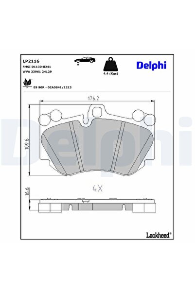 DELPHİ Plăcuțe frână, față, Porsche CAYENNE (9PA)