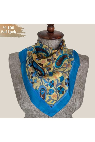 Pure Silk Atelier %100 Saf İpek Damla Desen Mini Fular - Bandana (50x50 cm)