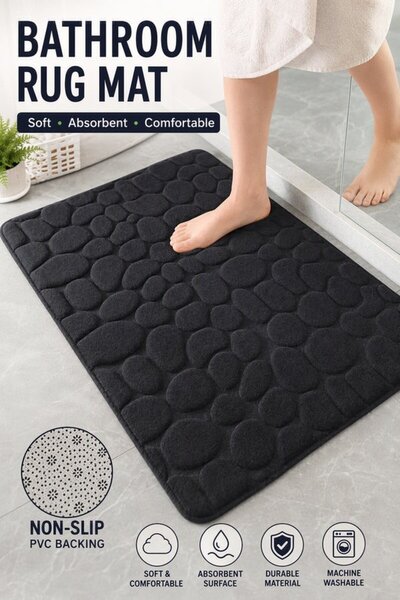 Generic 1 Coral Velvet Memory Foam Quick Dry Bath Mat Bathroom Non Slip PVC B...
