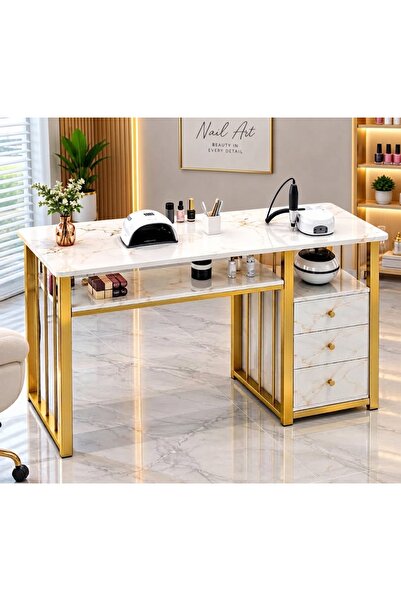 Generic Brand Modern Narrow Console Table And Portable Laptop Desk With Golde...