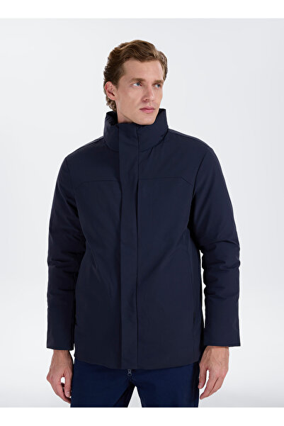 ALTINYILDIZ CLASSICS Navy Blue Men's Stand Collar Coat Ace007271011