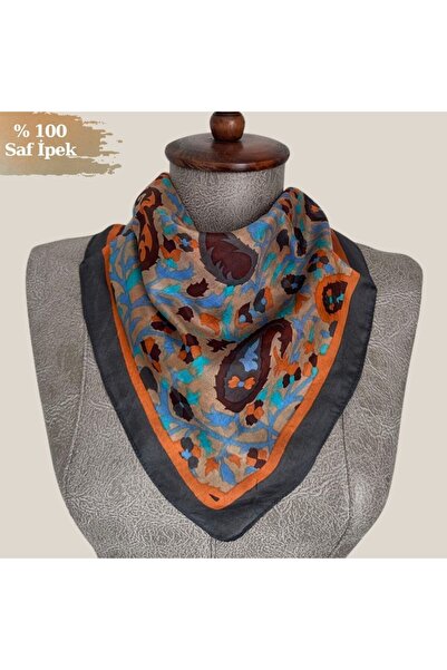 Pure Silk Atelier %100 Saf İpek Damla Desen Mini Fular - Bandana (50x50 cm)