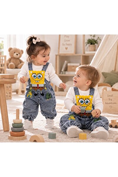 AduraKids Süngerbob Baskılı Kot Salopet