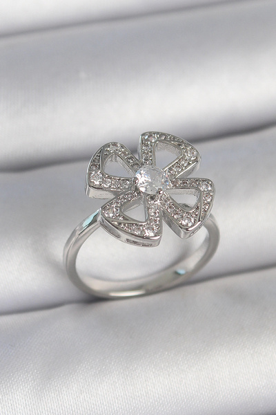 Lovesta Home Brass Silver Color Zircon Stone Clover Model Adjustable Women's ...