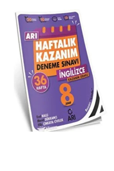 Kapadokya Yayınları 8 SINIF 36 HAFTALIK KAZANIM DENEMESİ İNGİLİZCE ARI