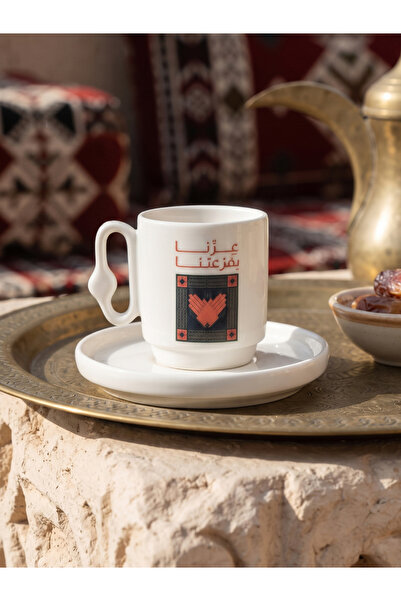 VETRE طقم كوب اليوم الوطني - فنجان قهوة تركية واسبرسو سيراميك سعة 100 مل مع ص...