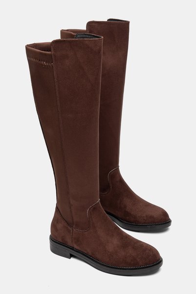 Lölük Moda Women's Daily Boots Elastic Strec Enpar Brown Suede 41-42 - Available