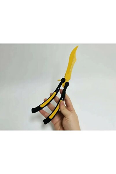 CS2 Kelebek/Butterfly Bıçak Plastik Sarı Oyuncak 3D (Keskin Değil)