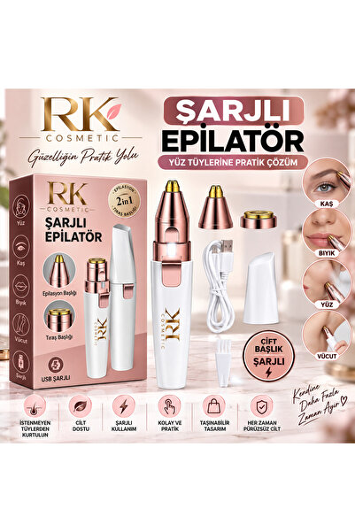 RK Cosmetic Yüz Epilatörü Şarjlı Kablosuz Kullanım Yüz Kaş Bıyık Tüy Alıcı Ep...