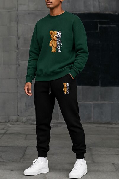 x-compass life Unisex Winter Sweatshirt Two Threaded Tracksuit Set Oversize C...