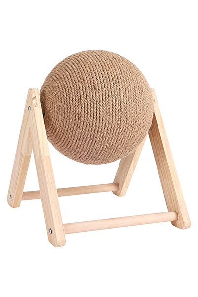 Mandalin , Minge din Sisal pentru Ascutit Gheare, Suport din Lemn, 12 cm, Maro