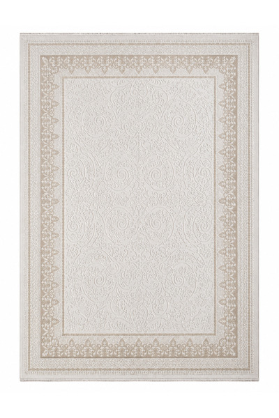 meyka 12987A Bej Modern Dekoratif Bordür Desenli Halı