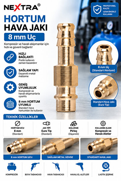NEXTRA 8 mm Hortum Hava Jakı Kompresör Ucu Hava Valfi Yedek Hortum Ucu Hızlı ...