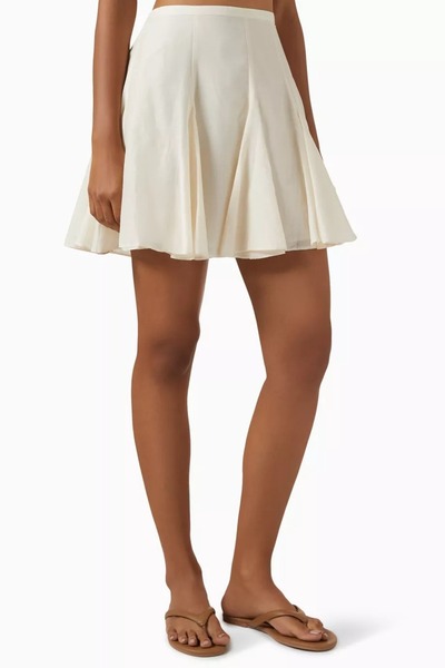 12storeez Cotton Silk Flared Mini Skirt