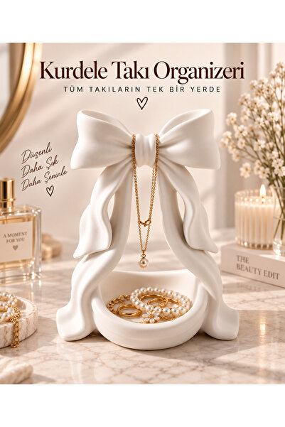 CLENDRE Kurdele Takı Standı Beyaz, Organizer, Takılık, Yüzüklük, Kolye Askısı...