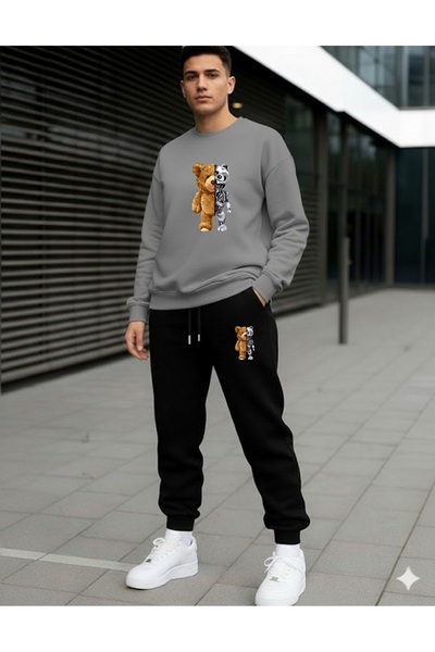 x-compass life Unisex Winter Sweatshirt Two Threaded Tracksuit Set Oversize C...