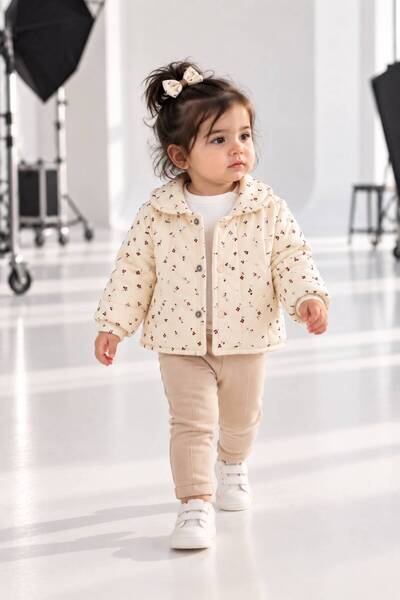 AduraKids Çiçek Baskılı Ceket Body Pantolon Sezonluk 3'lü Takım